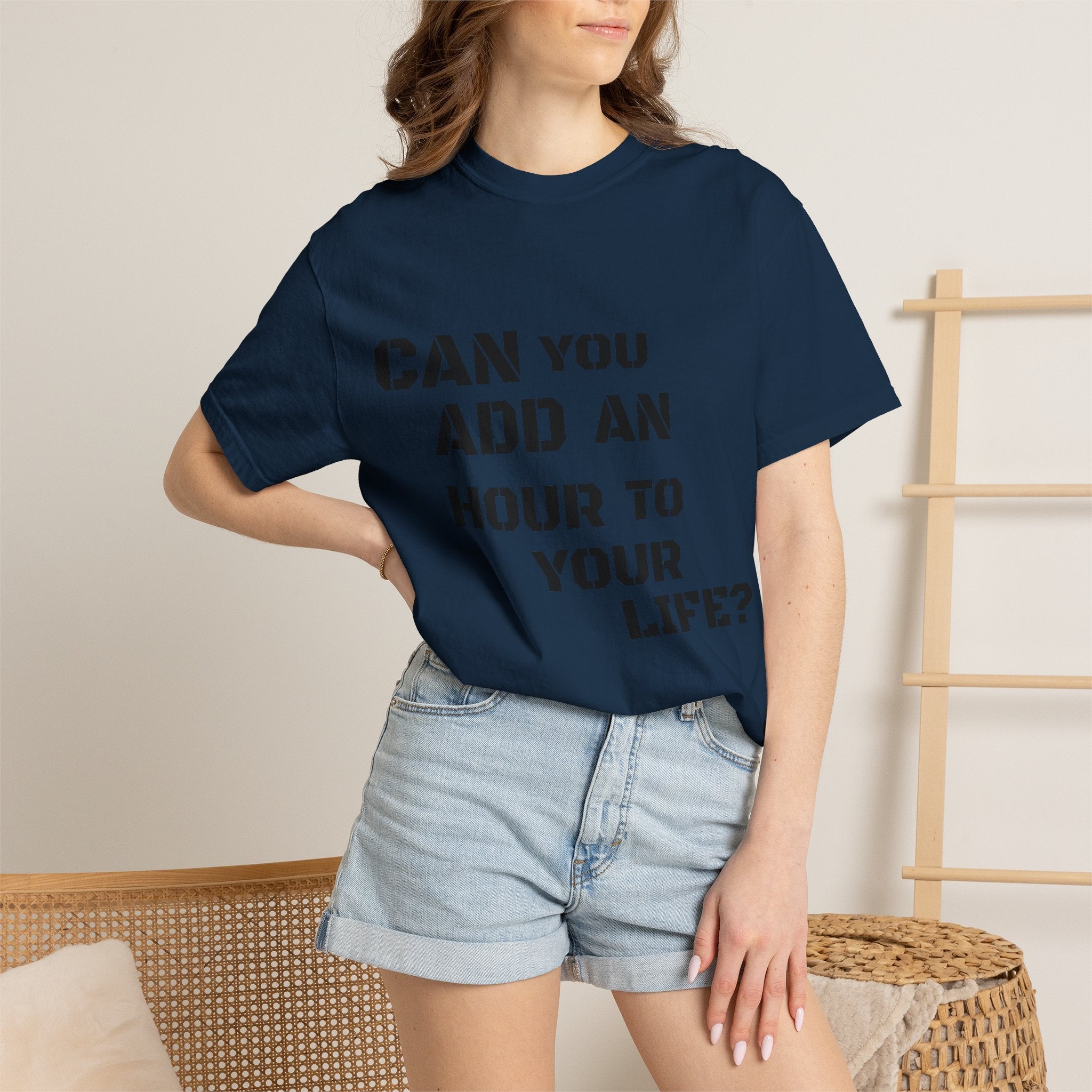 Faith-Based Graphic T-Shirt — “Can You Add An Hour To Your Life? / Do Not Worry! (Matthew 6:27)”