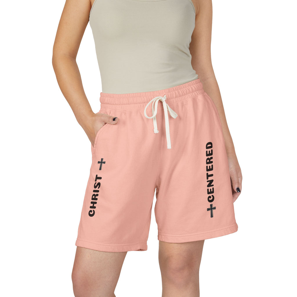 Christian 'Christ Centered' Fleece Sweat Shorts — Garment-Dyed Lightweight Lounge Shorts