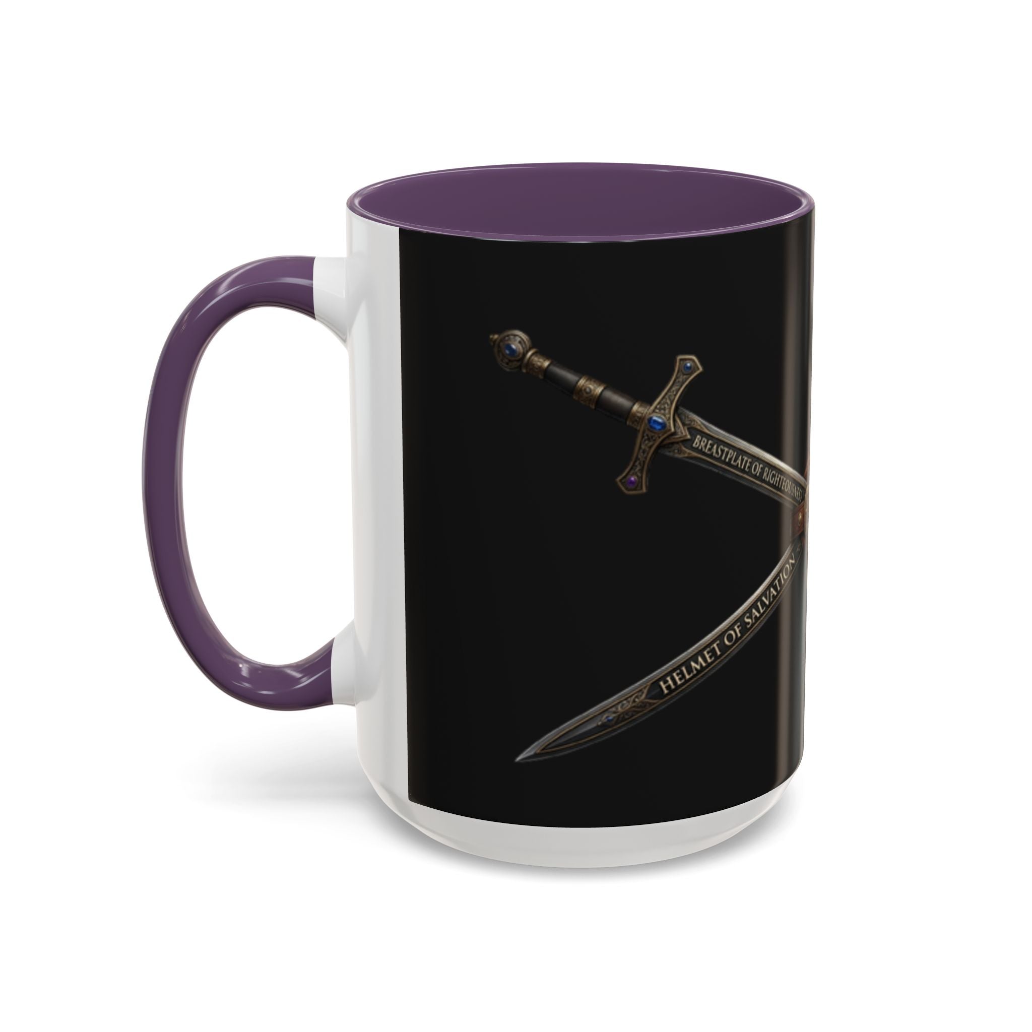 Christian Sword & Shield Coffee Mug (11/15oz) — Faith Scripture Armor Design