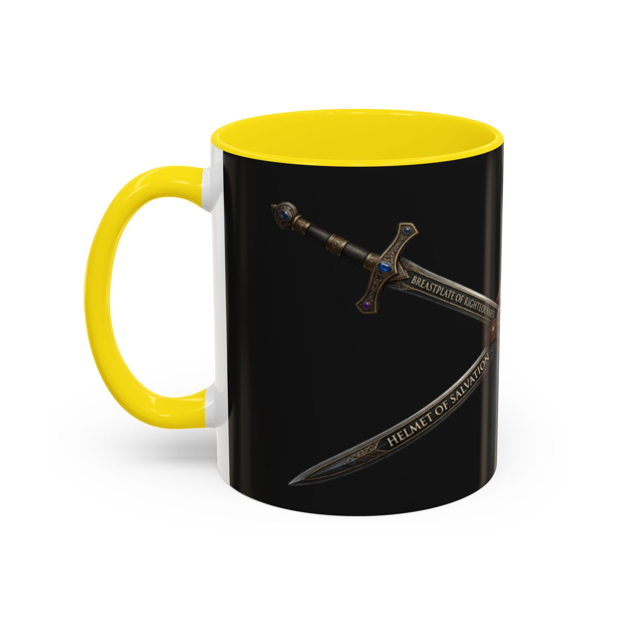 Christian Sword & Shield Coffee Mug (11/15oz) — Faith Scripture Armor Design