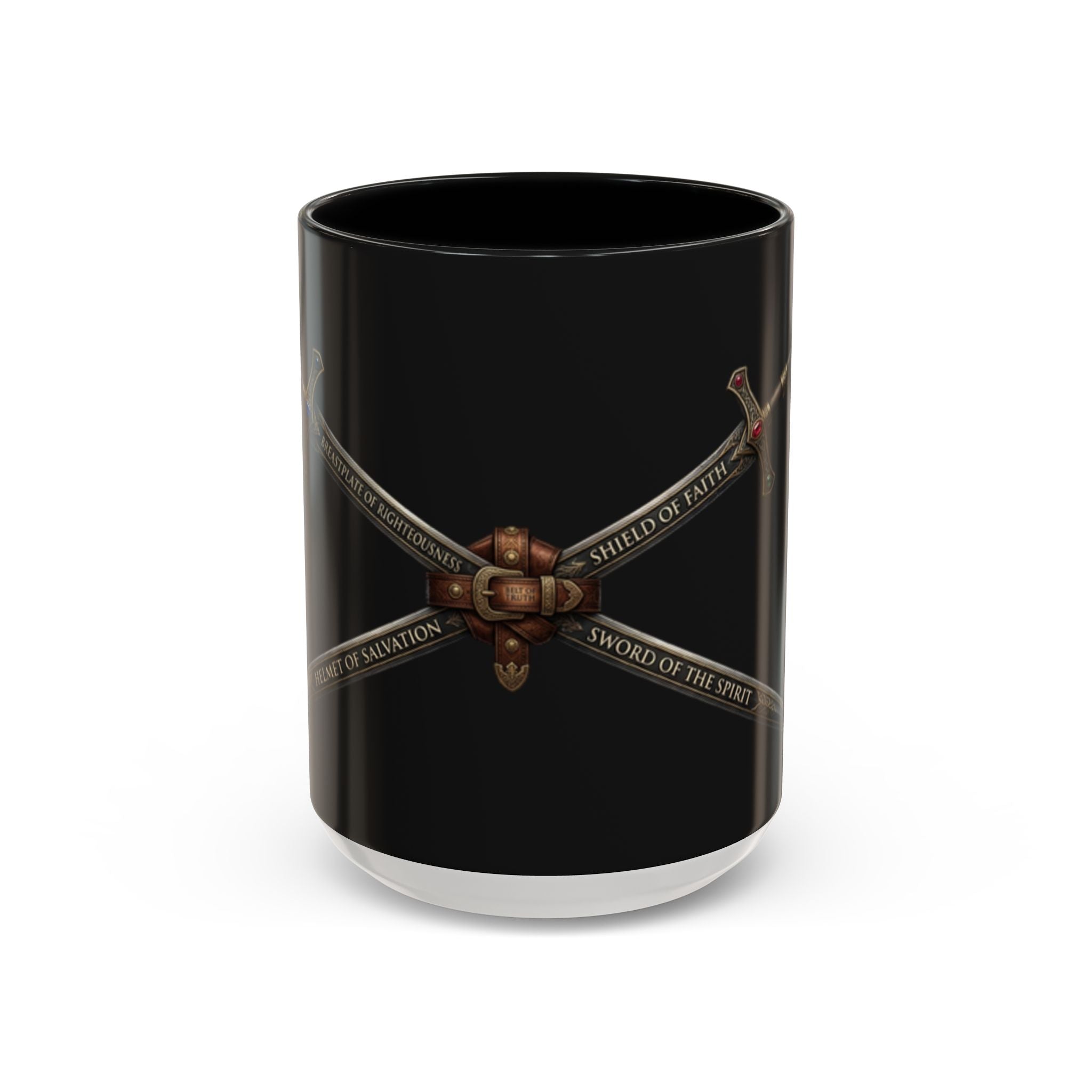 Christian Sword & Shield Coffee Mug (11/15oz) — Faith Scripture Armor Design