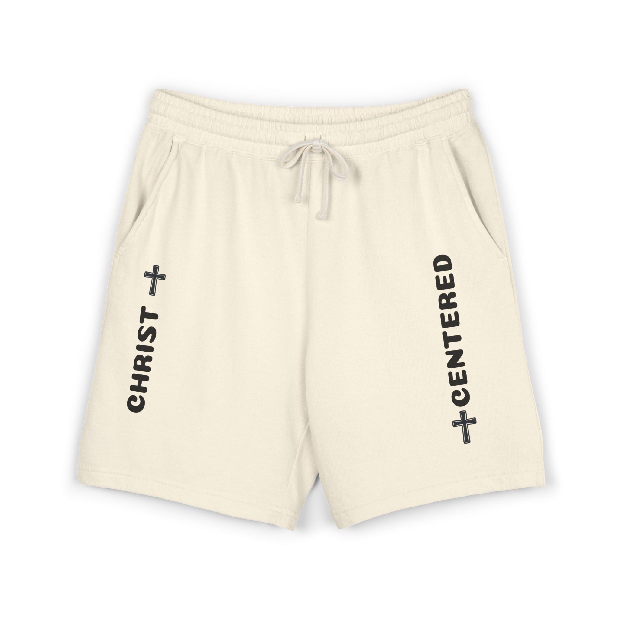 Christian 'Christ Centered' Fleece Sweat Shorts — Garment-Dyed Lightweight Lounge Shorts