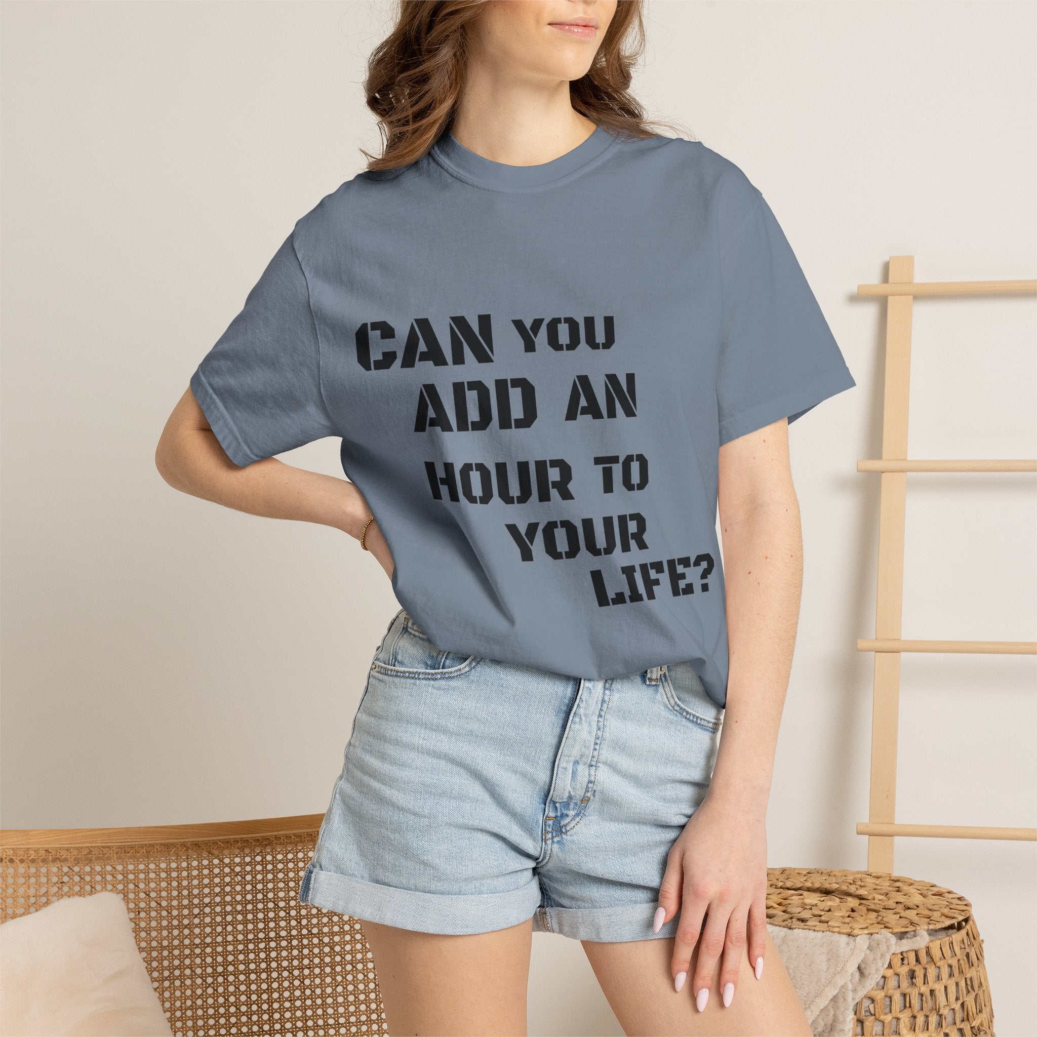 Faith-Based Graphic T-Shirt — “Can You Add An Hour To Your Life? / Do Not Worry! (Matthew 6:27)”
