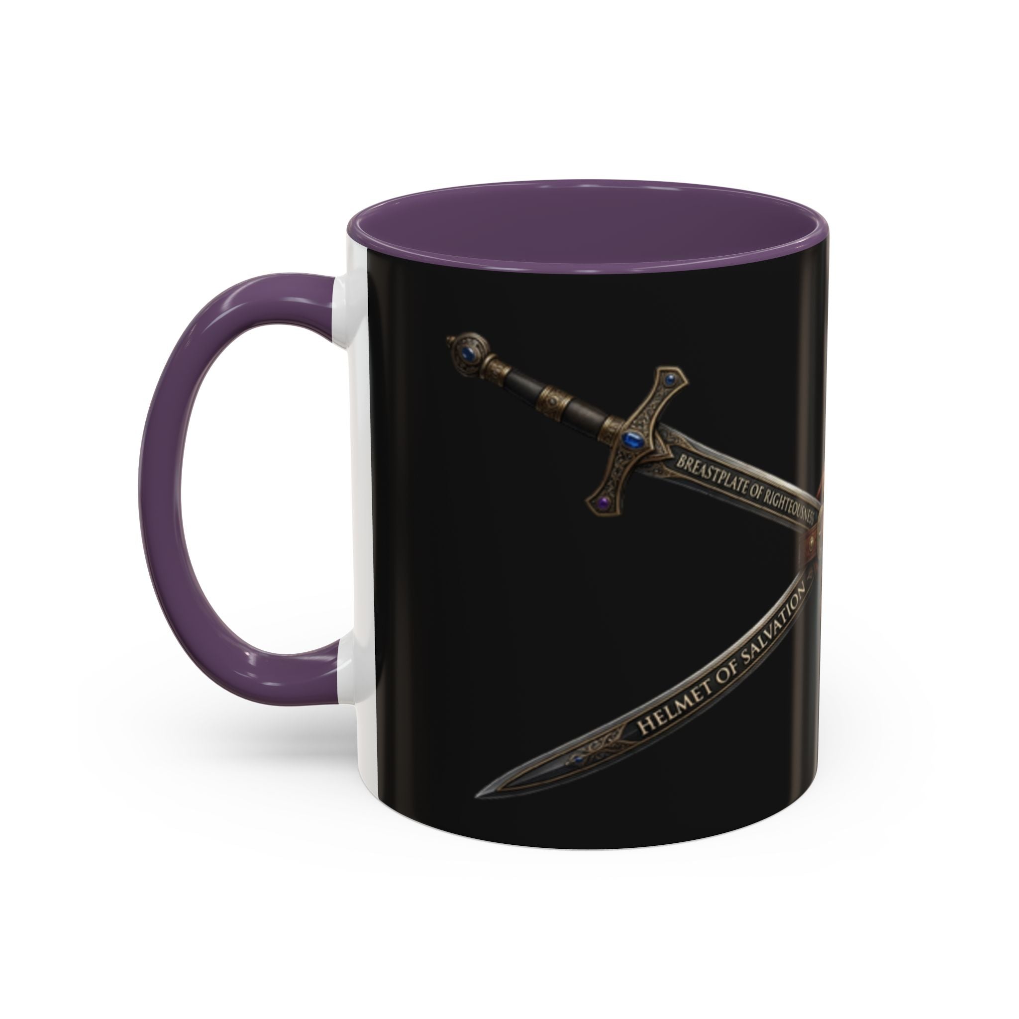 Christian Sword & Shield Coffee Mug (11/15oz) — Faith Scripture Armor Design
