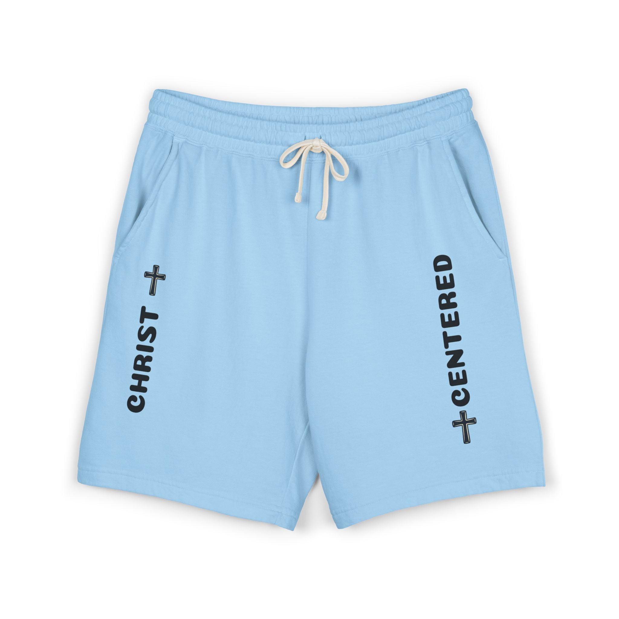 Christian 'Christ Centered' Fleece Sweat Shorts — Garment-Dyed Lightweight Lounge Shorts