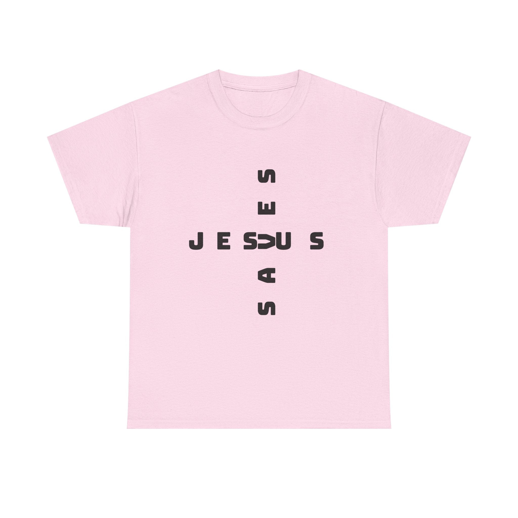 Jesus Cross Tee — Modern Vertical 'JESUS' Typography Christian T‑Shirt
