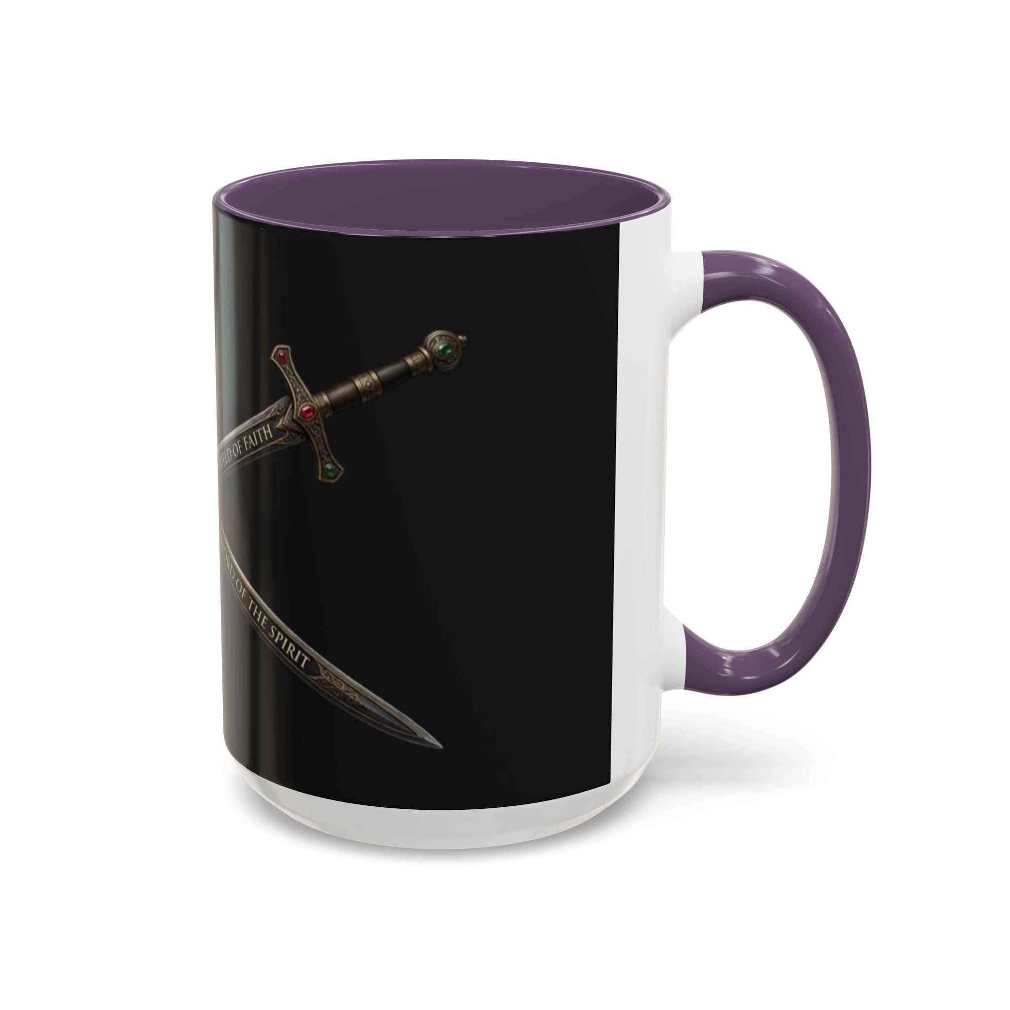 Christian Sword & Shield Coffee Mug (11/15oz) — Faith Scripture Armor Design