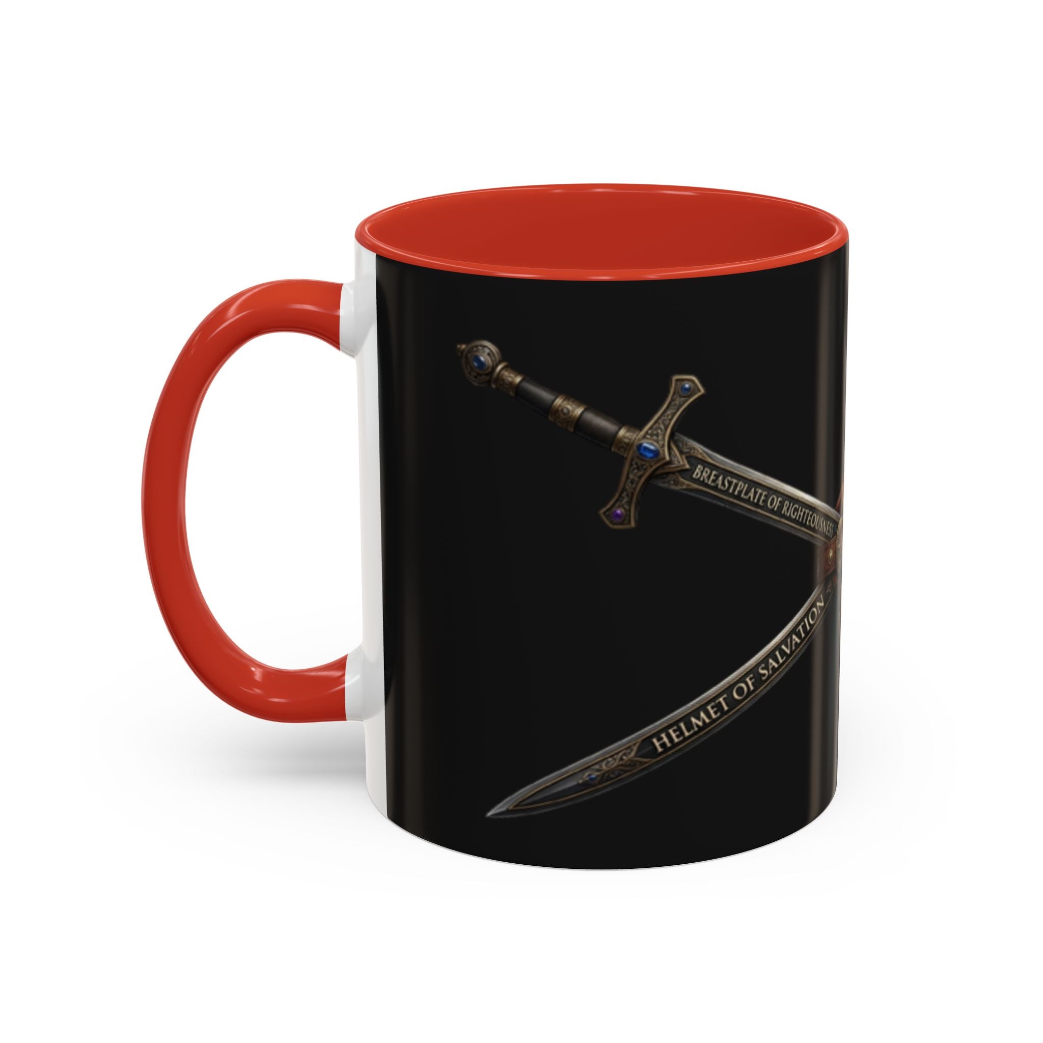 Christian Sword & Shield Coffee Mug (11/15oz) — Faith Scripture Armor Design