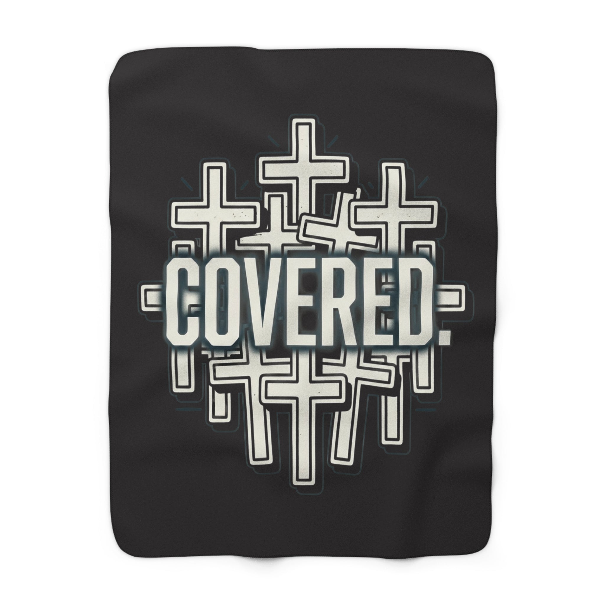 Covered Sherpa Fleece Blanket — Christian Cross Faith Throw for Warmth & Comfort