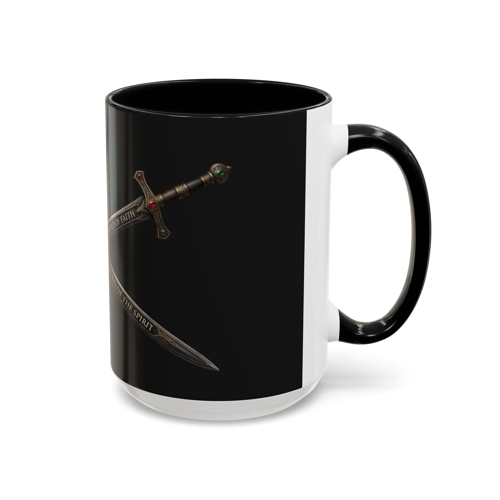 Christian Sword & Shield Coffee Mug (11/15oz) — Faith Scripture Armor Design