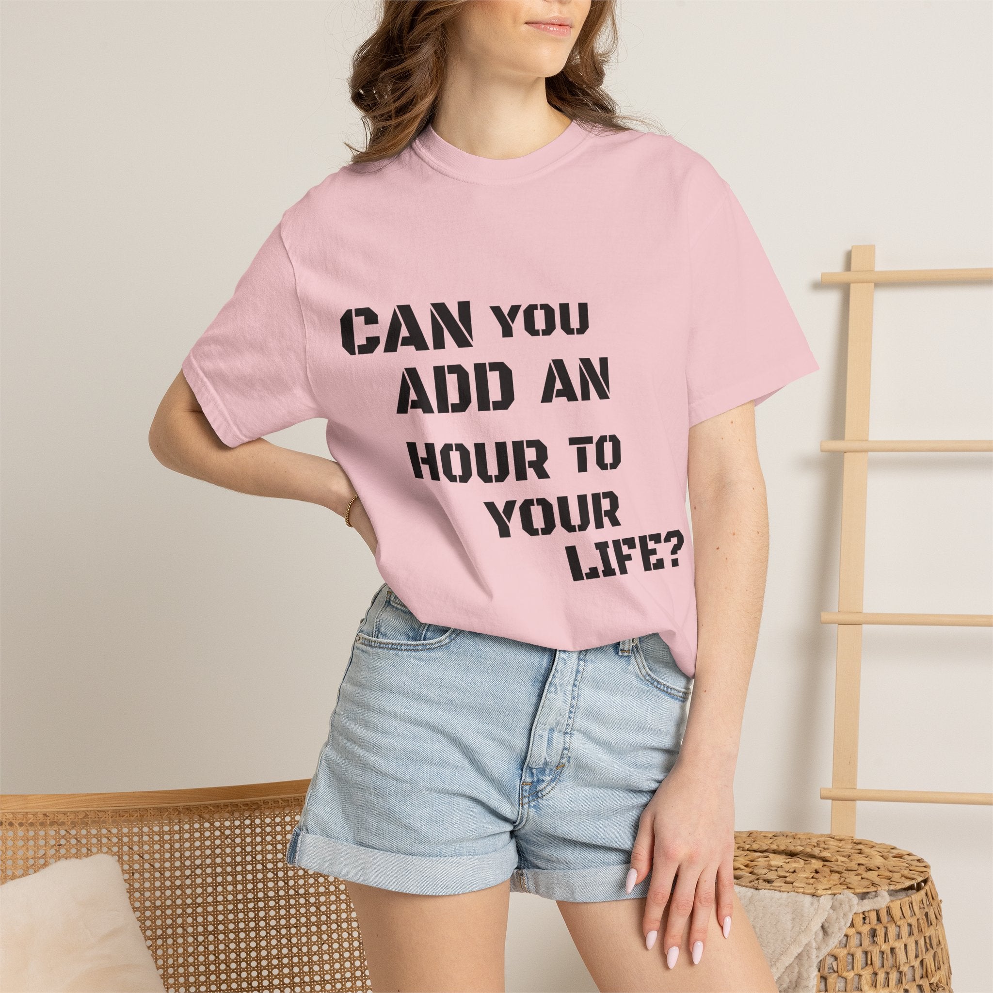 Faith-Based Graphic T-Shirt — “Can You Add An Hour To Your Life? / Do Not Worry! (Matthew 6:27)”