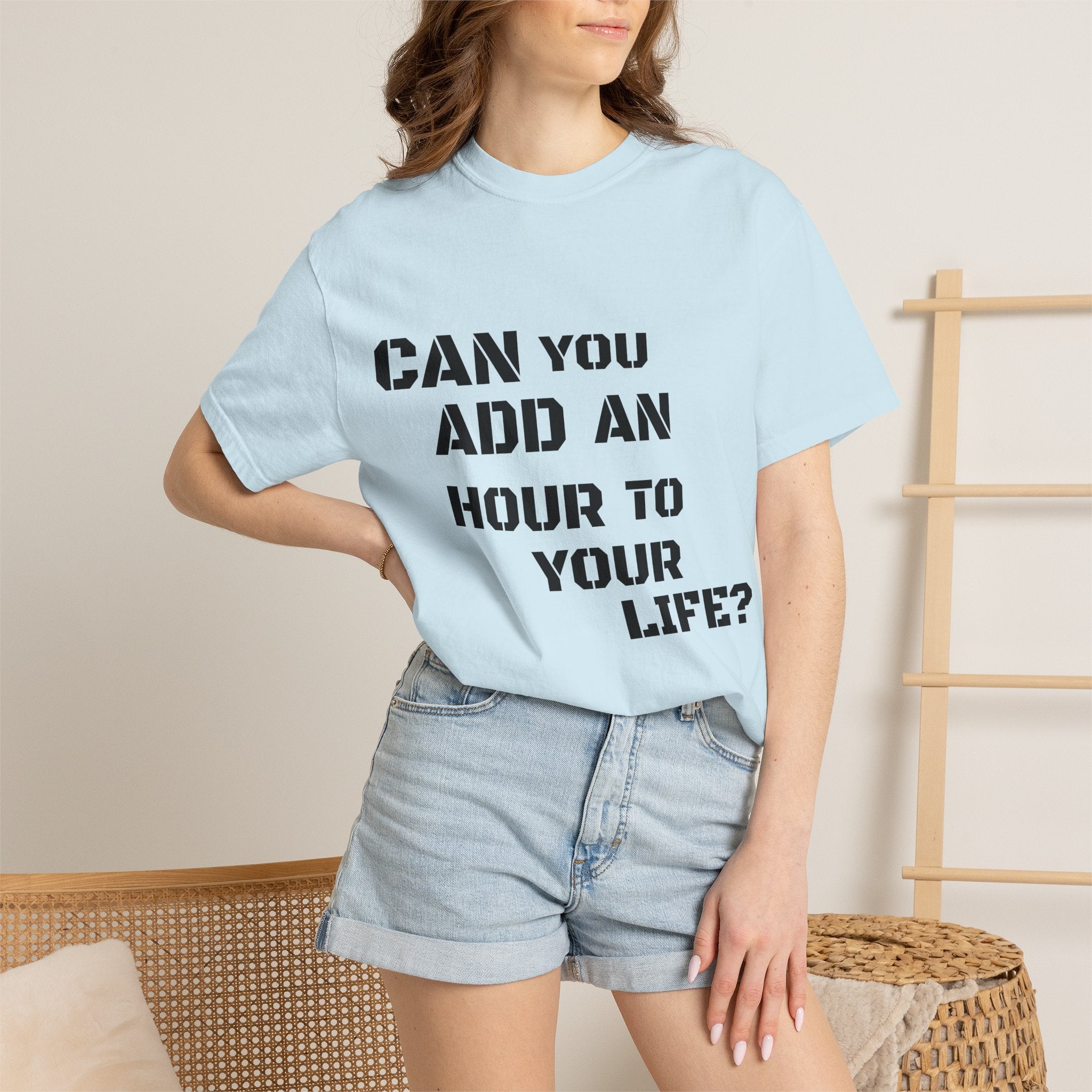 Faith-Based Graphic T-Shirt — “Can You Add An Hour To Your Life? / Do Not Worry! (Matthew 6:27)”