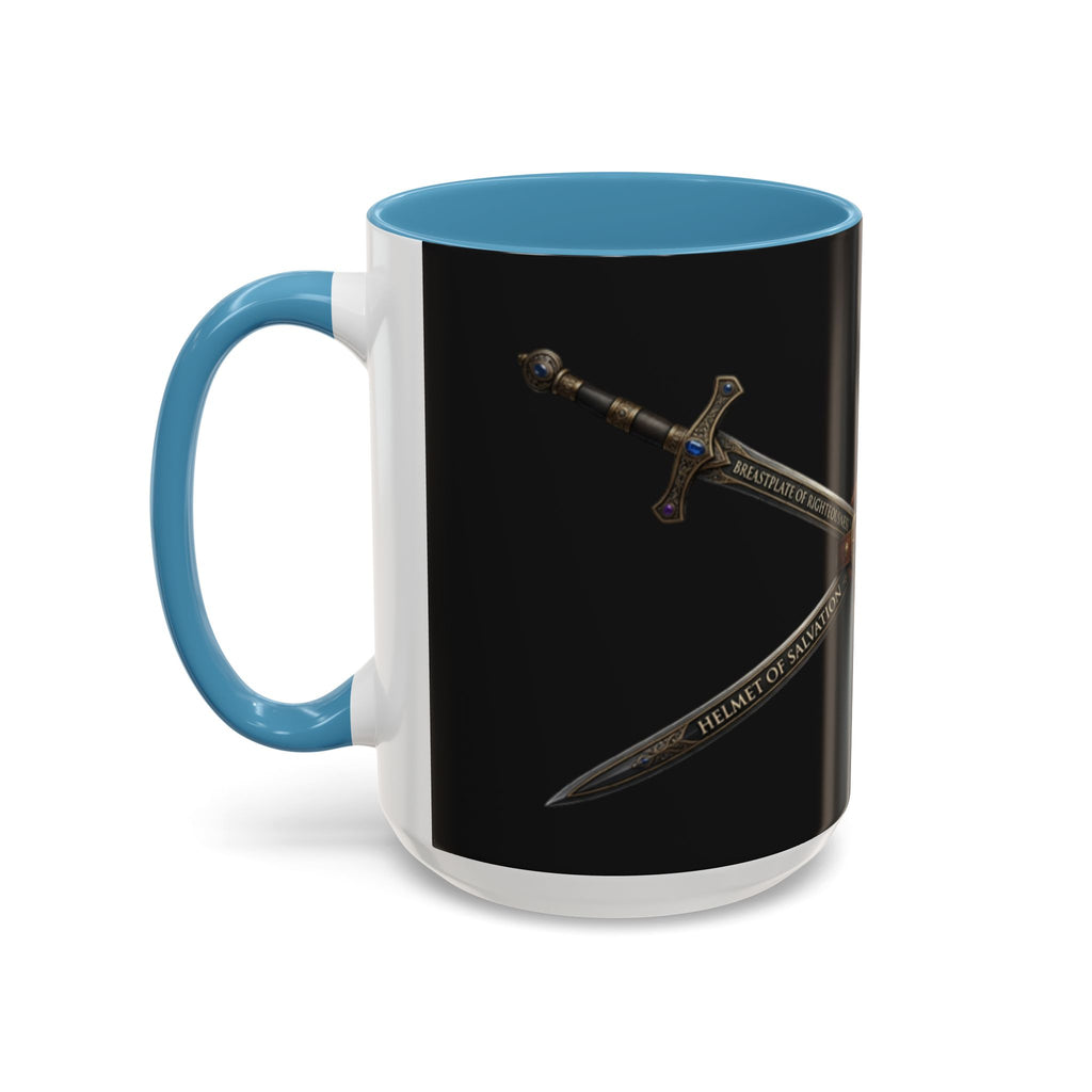 Christian Sword & Shield Coffee Mug (11/15oz) — Faith Scripture Armor Design
