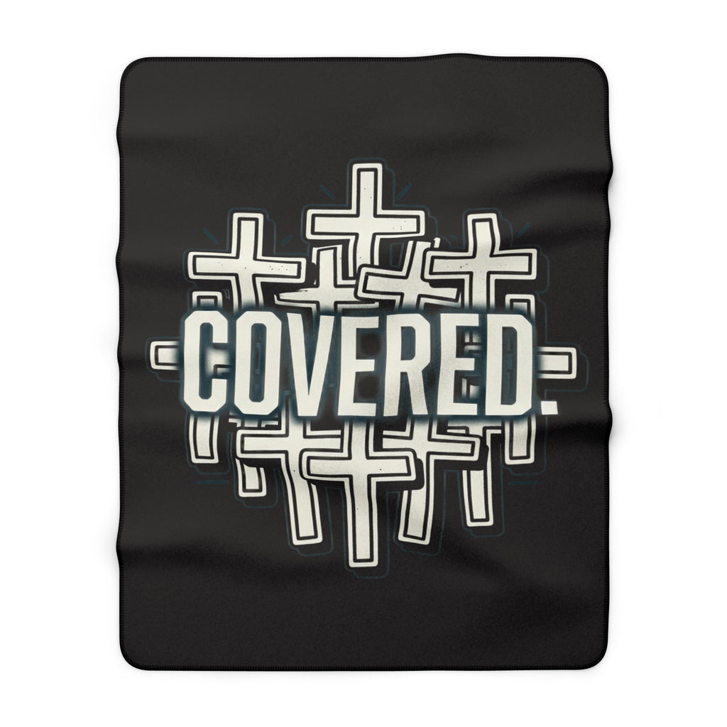 Covered Sherpa Fleece Blanket — Christian Cross Faith Throw for Warmth & Comfort
