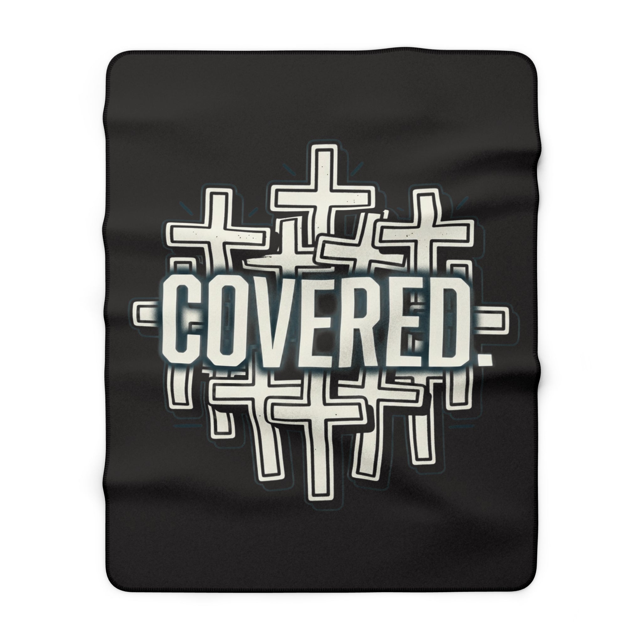 Covered Sherpa Fleece Blanket — Christian Cross Faith Throw for Warmth & Comfort