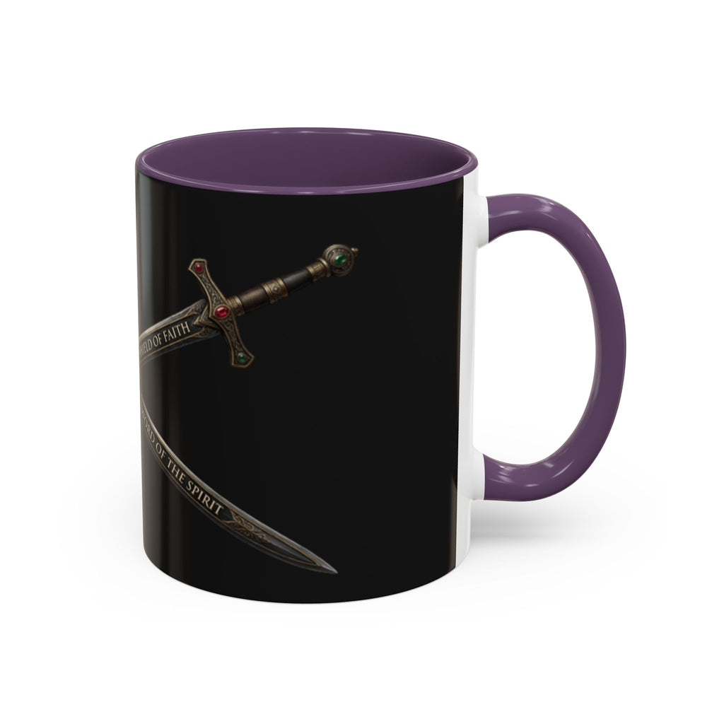 Christian Sword & Shield Coffee Mug (11/15oz) — Faith Scripture Armor Design