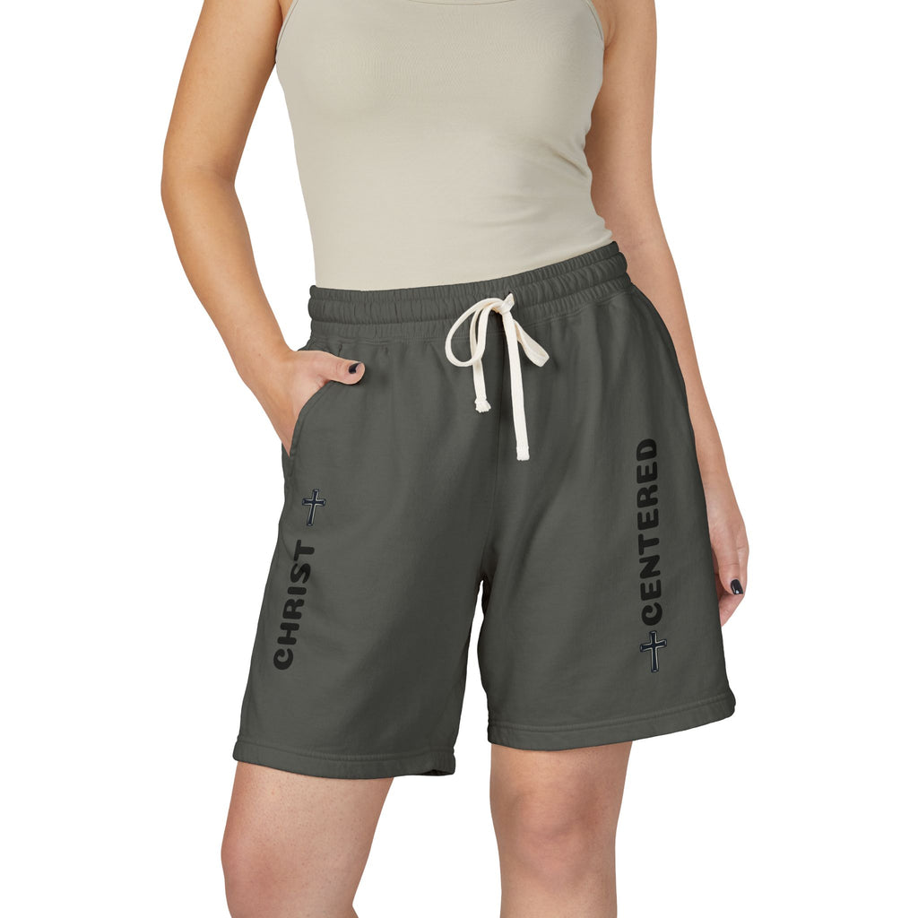 Christian 'Christ Centered' Fleece Sweat Shorts — Garment-Dyed Lightweight Lounge Shorts