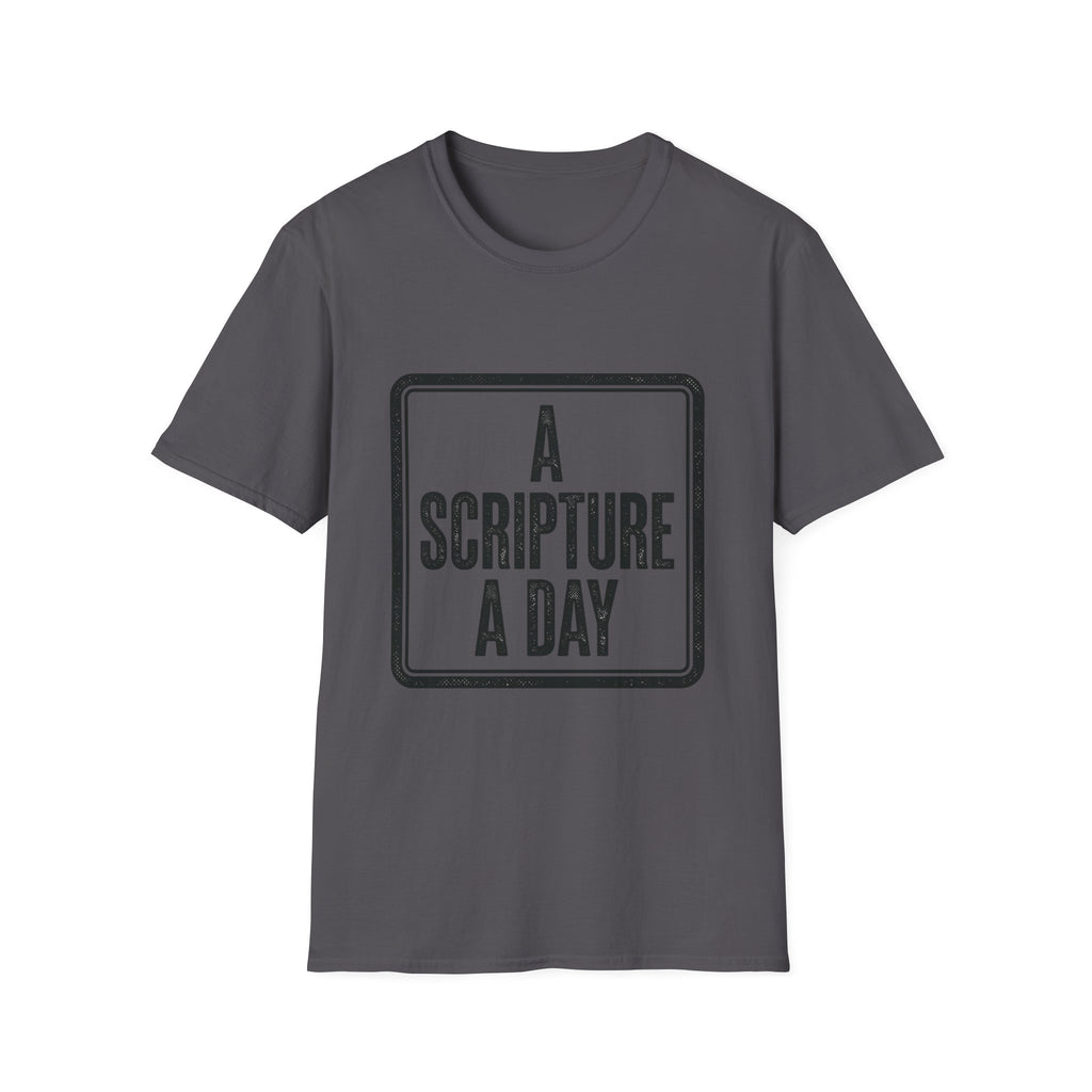Religious T-Shirt — “A Scripture A Day / Make The Pain Go Away” Inspirational Faith Tee