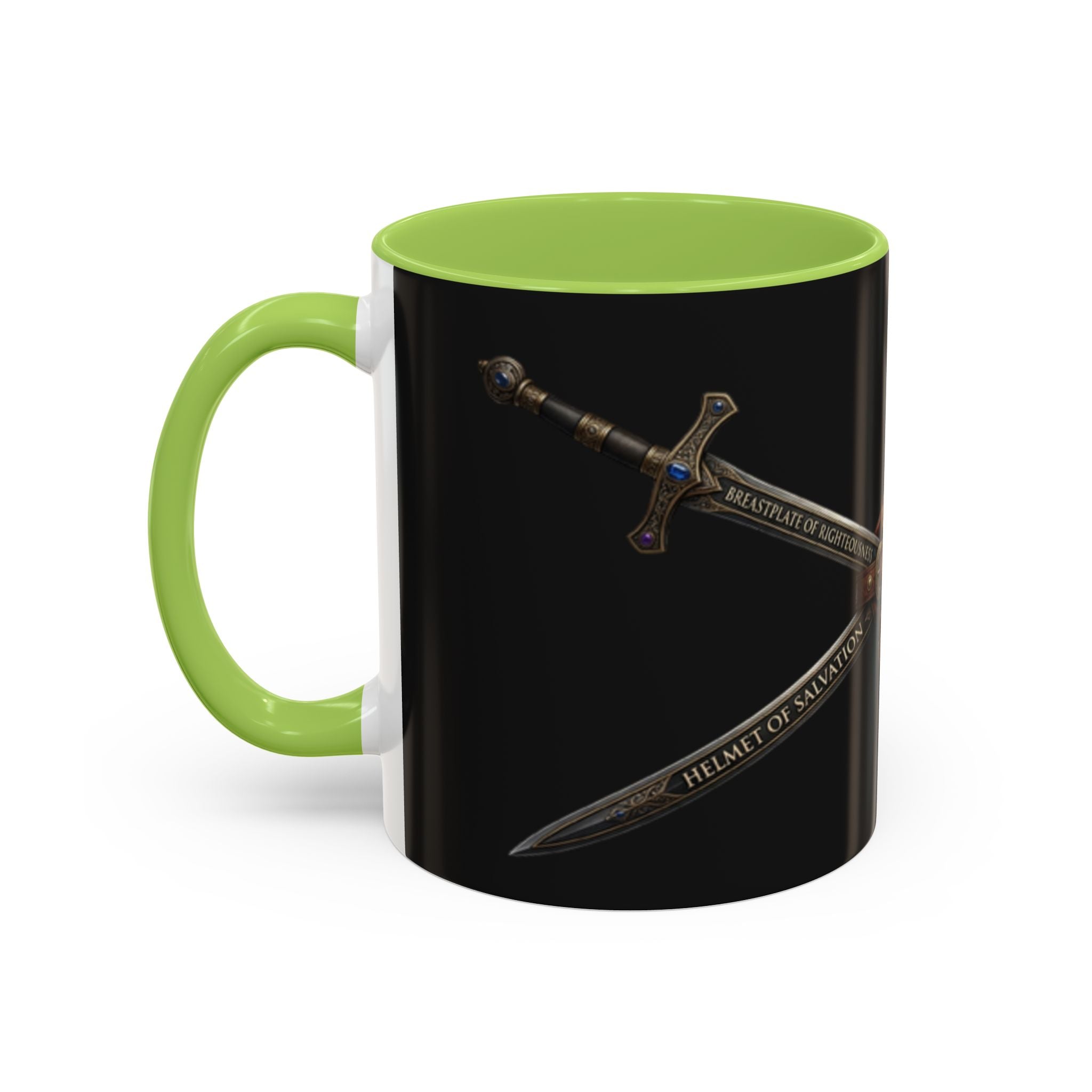 Christian Sword & Shield Coffee Mug (11/15oz) — Faith Scripture Armor Design