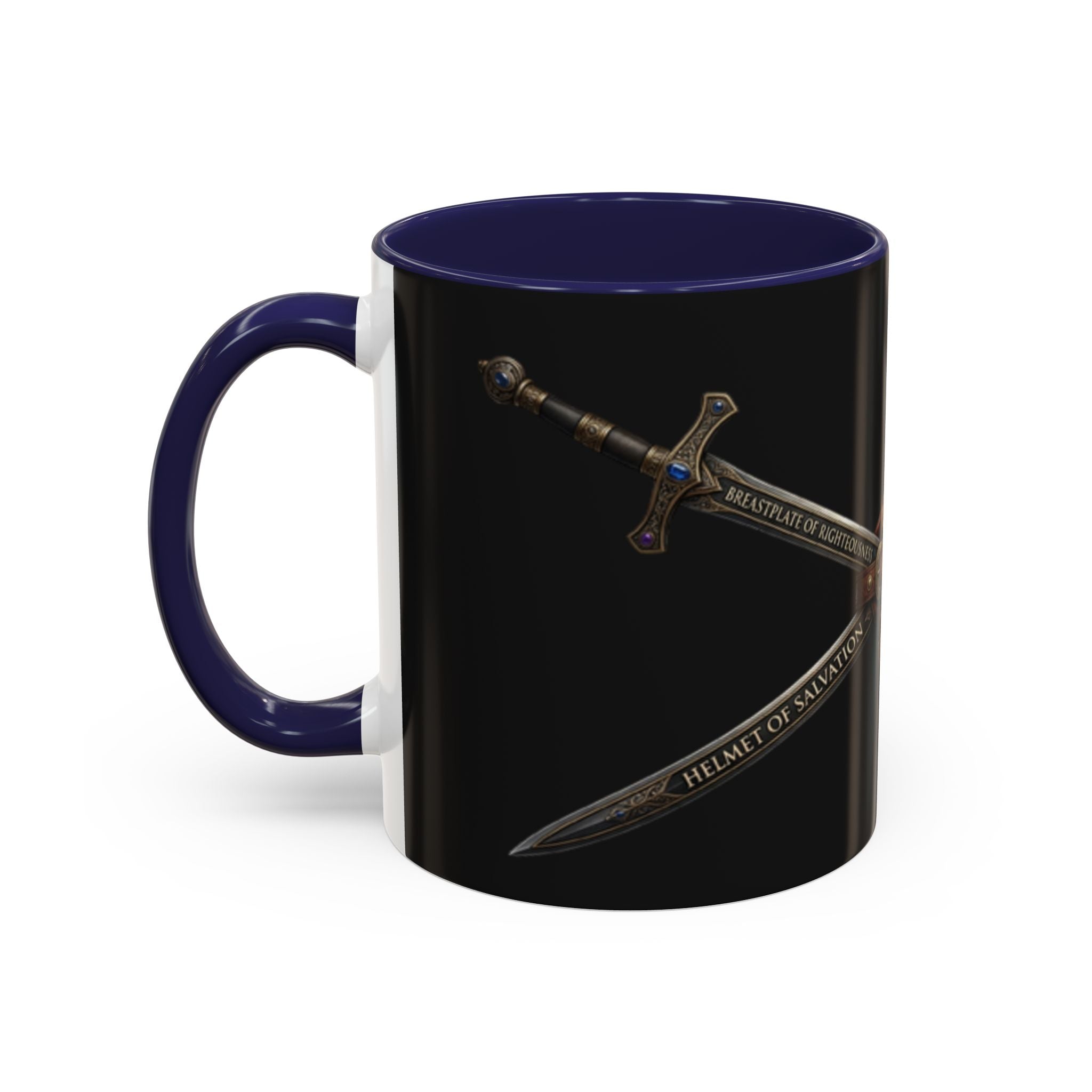 Christian Sword & Shield Coffee Mug (11/15oz) — Faith Scripture Armor Design