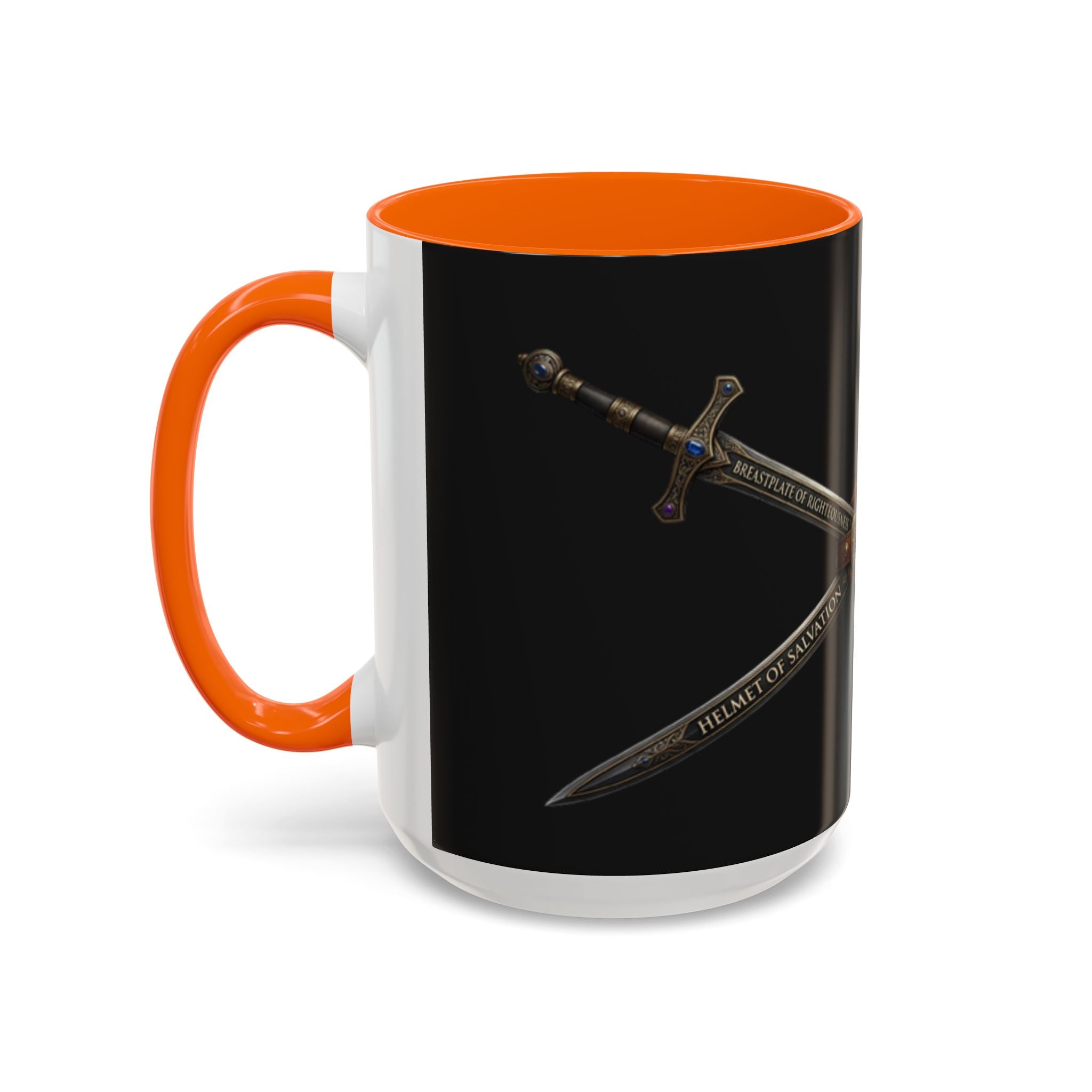 Christian Sword & Shield Coffee Mug (11/15oz) — Faith Scripture Armor Design