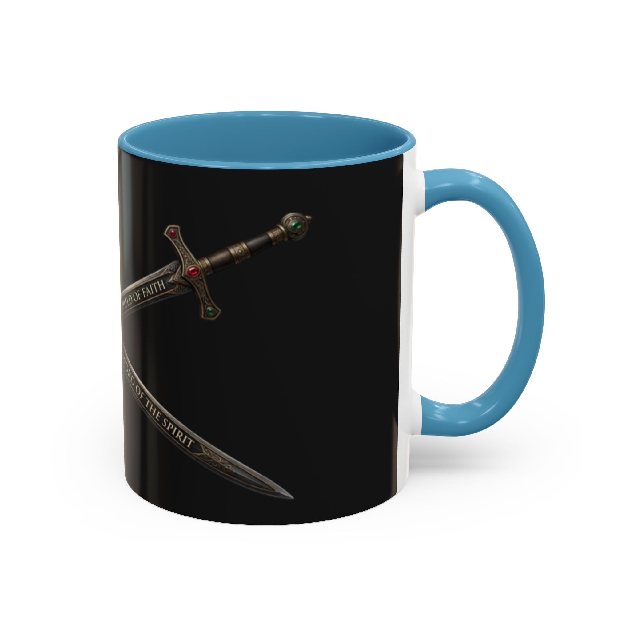Christian Sword & Shield Coffee Mug (11/15oz) — Faith Scripture Armor Design