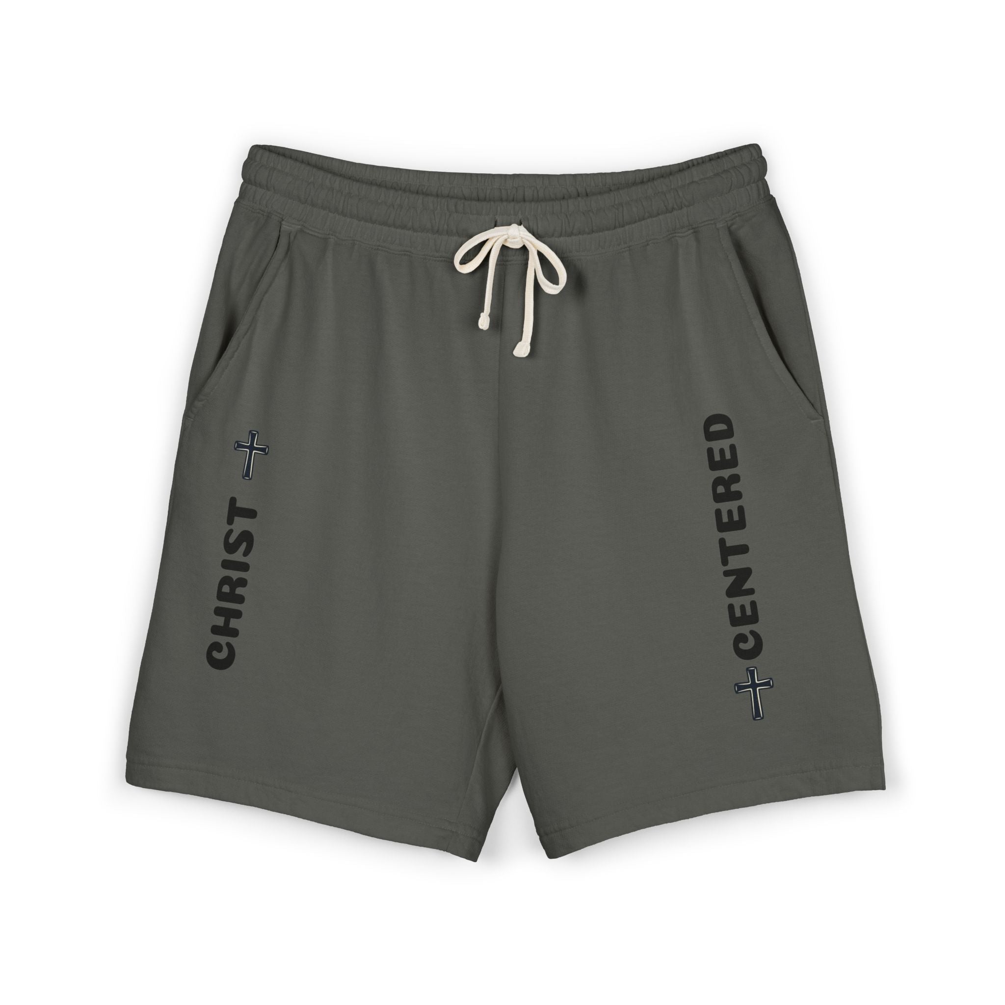 Christian 'Christ Centered' Fleece Sweat Shorts — Garment-Dyed Lightweight Lounge Shorts