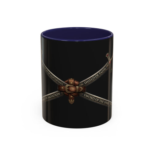 Christian Sword & Shield Coffee Mug (11/15oz) — Faith Scripture Armor Design