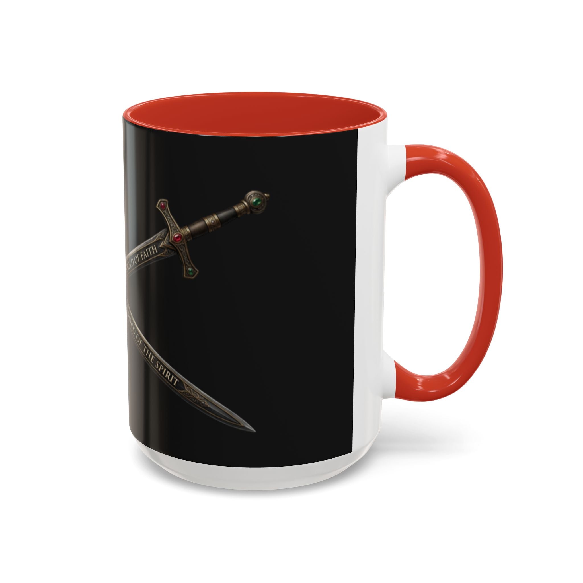 Christian Sword & Shield Coffee Mug (11/15oz) — Faith Scripture Armor Design