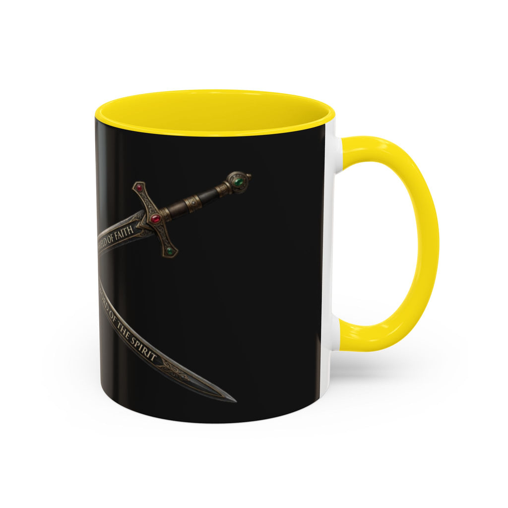 Christian Sword & Shield Coffee Mug (11/15oz) — Faith Scripture Armor Design