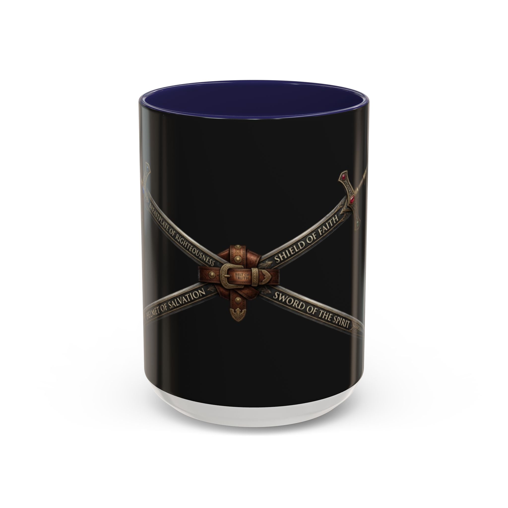 Christian Sword & Shield Coffee Mug (11/15oz) — Faith Scripture Armor Design