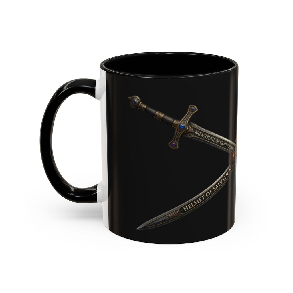 Christian Sword & Shield Coffee Mug (11/15oz) — Faith Scripture Armor Design