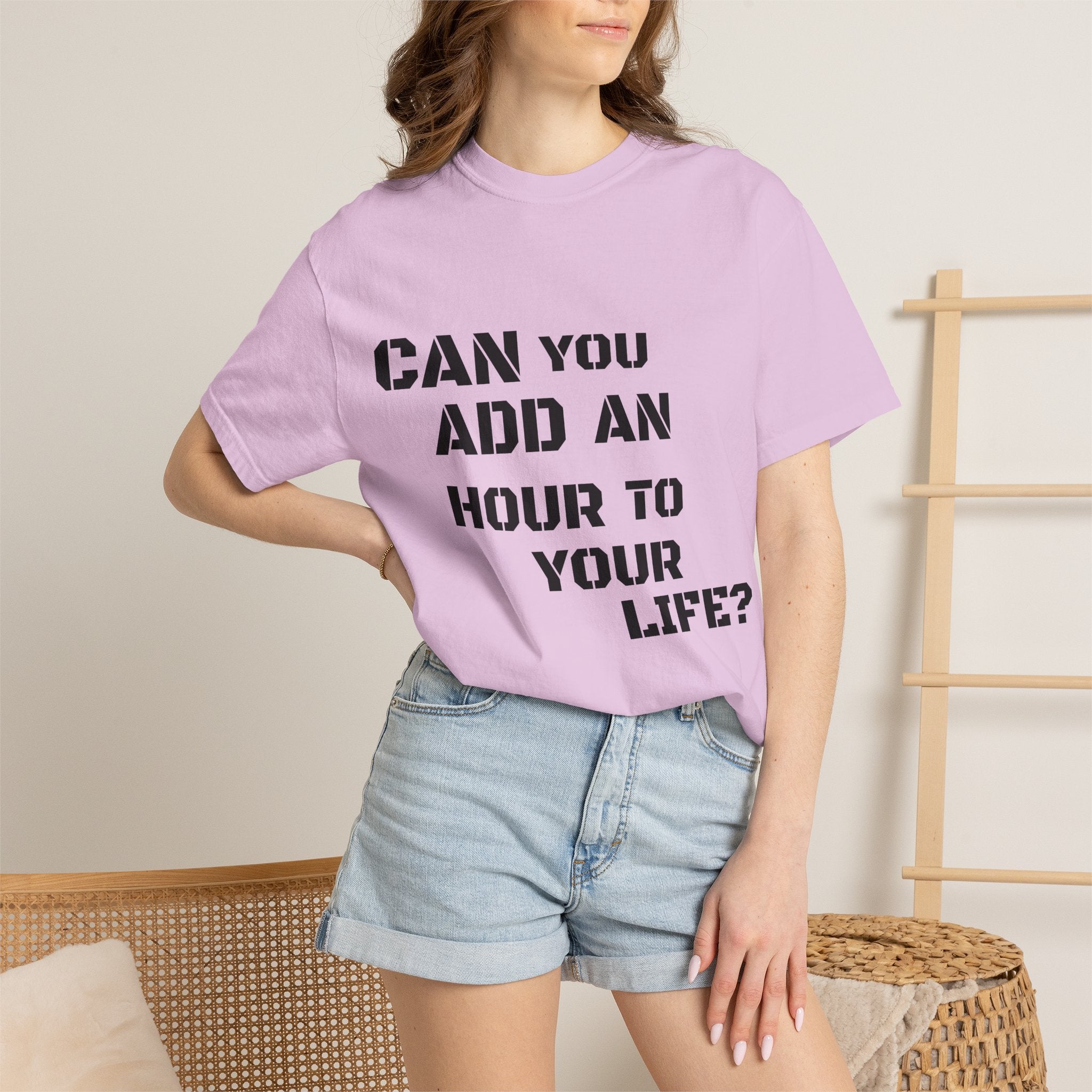 Faith-Based Graphic T-Shirt — “Can You Add An Hour To Your Life? / Do Not Worry! (Matthew 6:27)”
