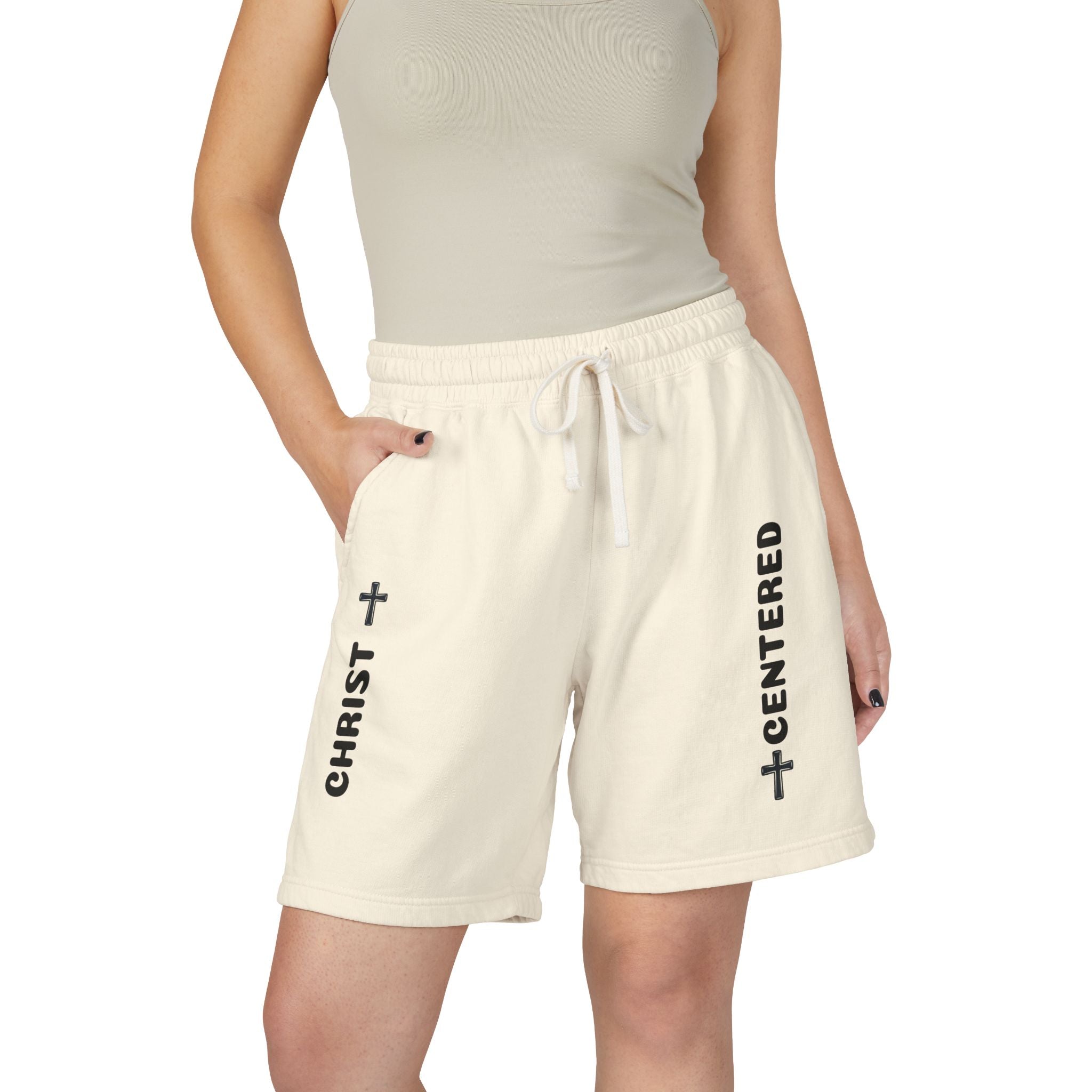 Christian 'Christ Centered' Fleece Sweat Shorts — Garment-Dyed Lightweight Lounge Shorts