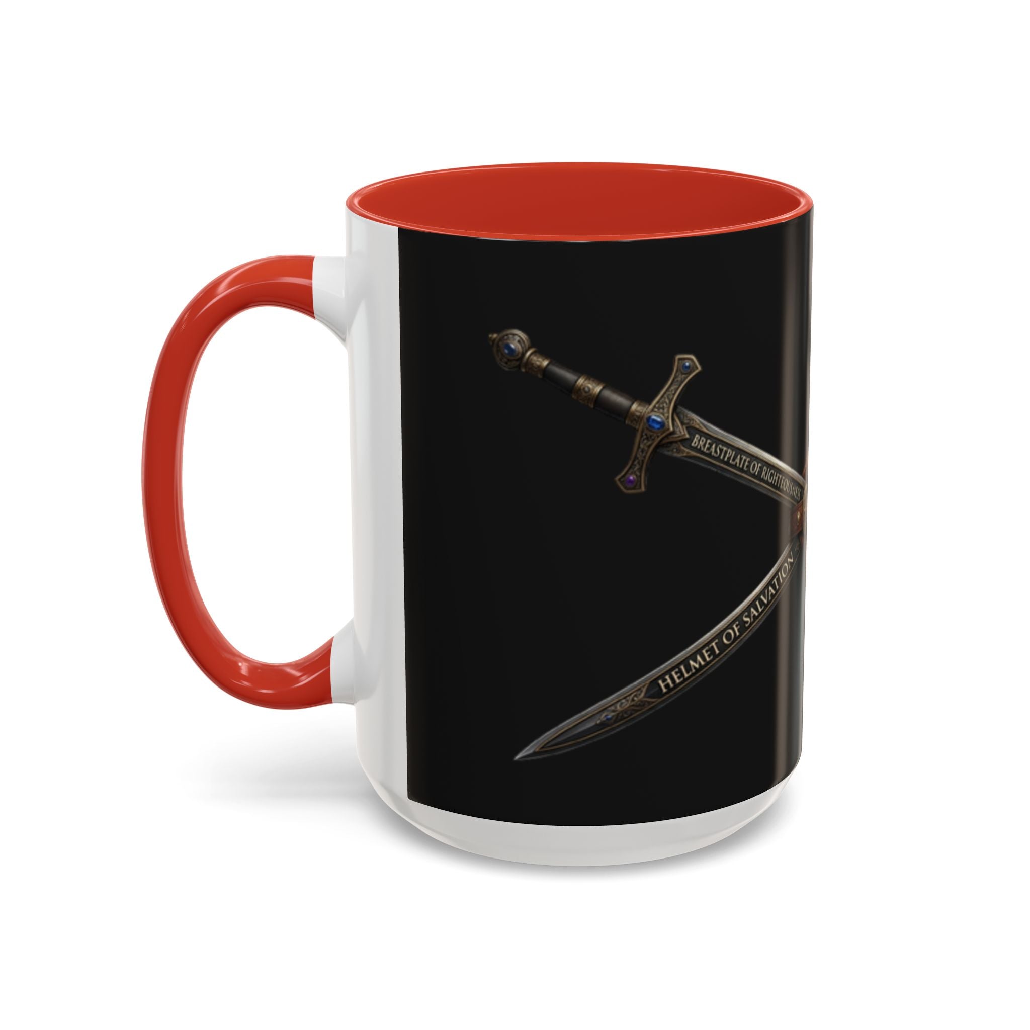 Christian Sword & Shield Coffee Mug (11/15oz) — Faith Scripture Armor Design