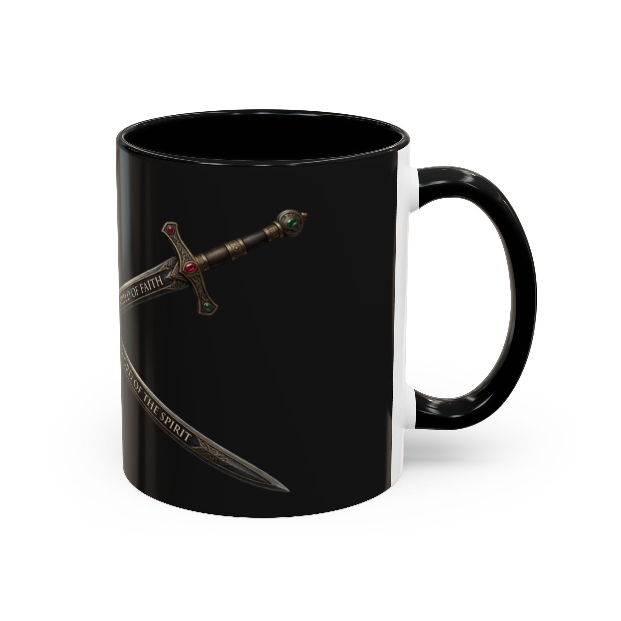 Christian Sword & Shield Coffee Mug (11/15oz) — Faith Scripture Armor Design